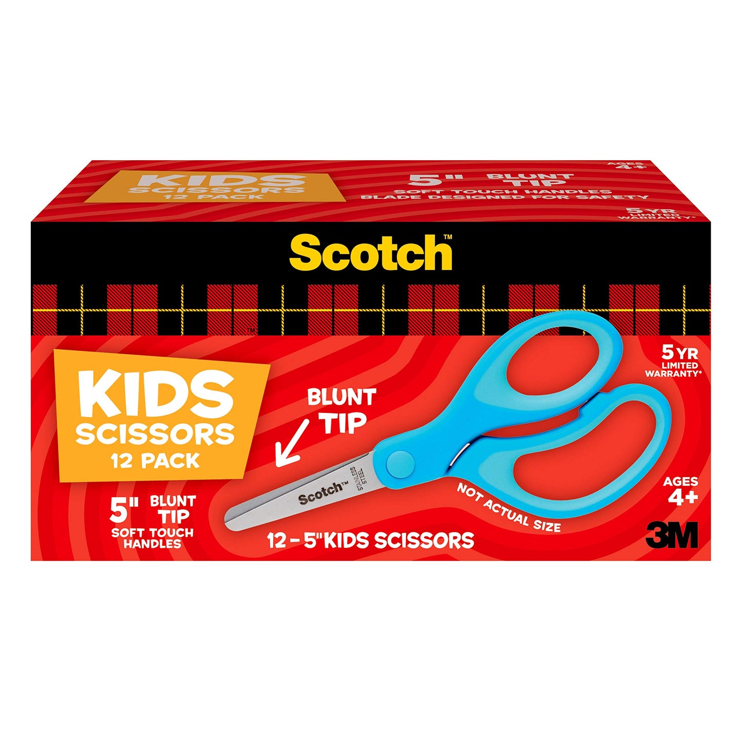 Scotch 5" Soft Touch Blunt Kid Scissors Purple 12 Count Teachers Pack Ideal for school supplies and classroom projects