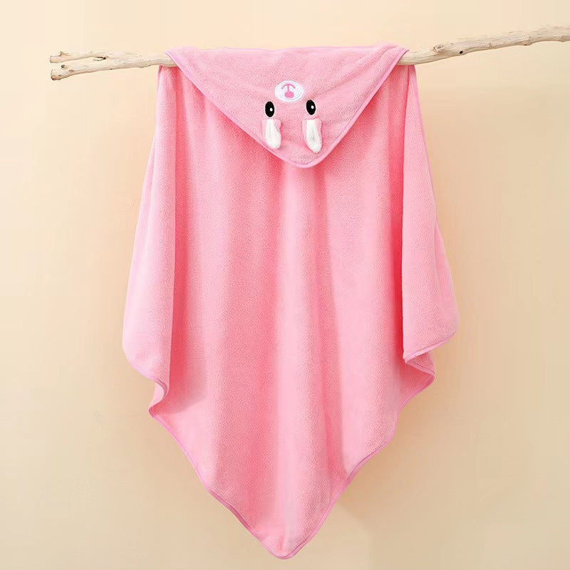 Soft Coral Fleece Hooded Towel for Babies and Kids
