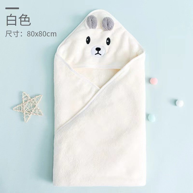 Soft Coral Fleece Hooded Towel for Babies and Kids