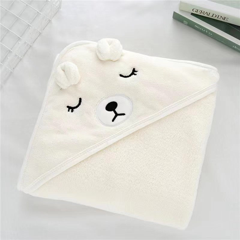 Soft Coral Fleece Hooded Towel for Babies and Kids