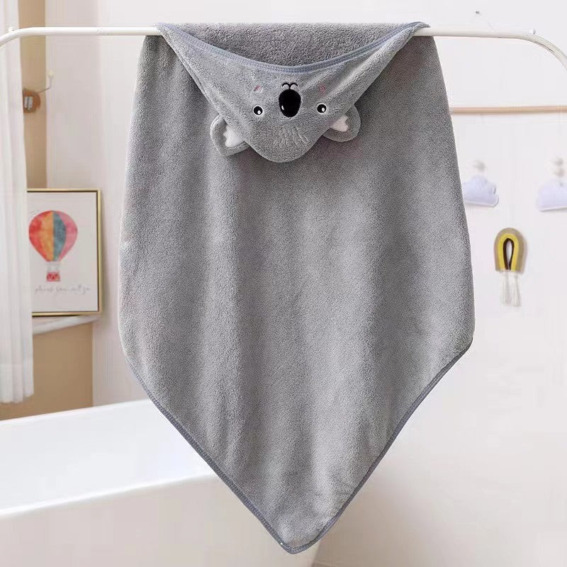 Soft Coral Fleece Hooded Towel for Babies and Kids