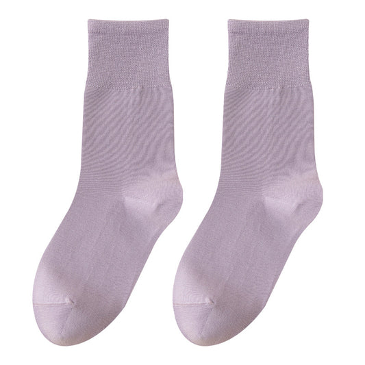 Thin Mid-Calf Socks Pure Cotton White Postpartum Socks Seamless Full Cotton Long Socks