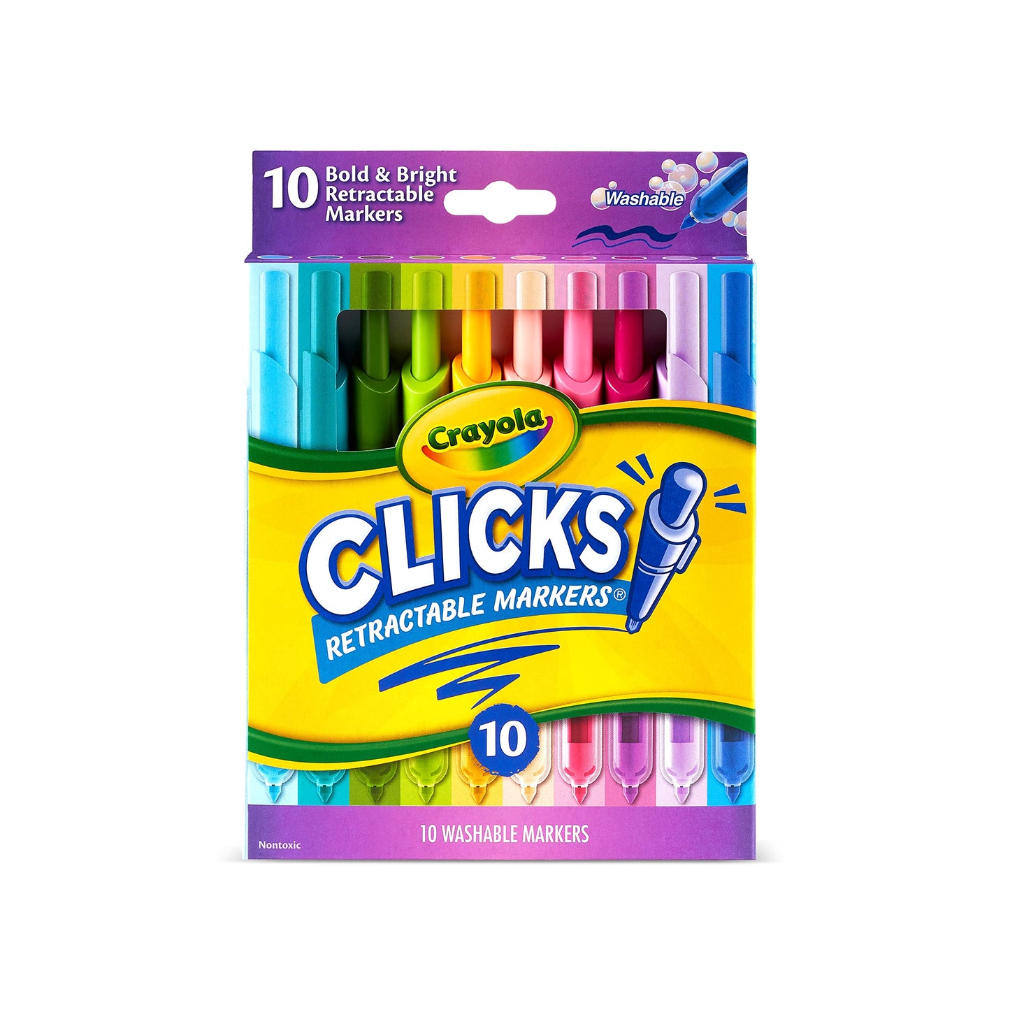 Crayola Washable Markers with Retractable Tips Clicks School Supplies 10 Count Gifts for Kids