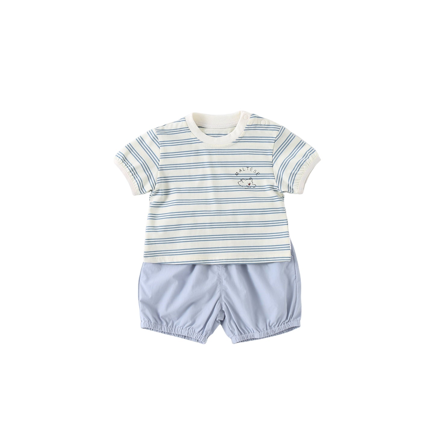 Cute Stripe Two-Piece Set for Boys, Short Sleeve Outfit