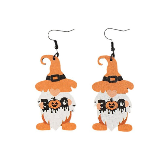 Wooden Dwarfs Pumpkin Dangle Earrings