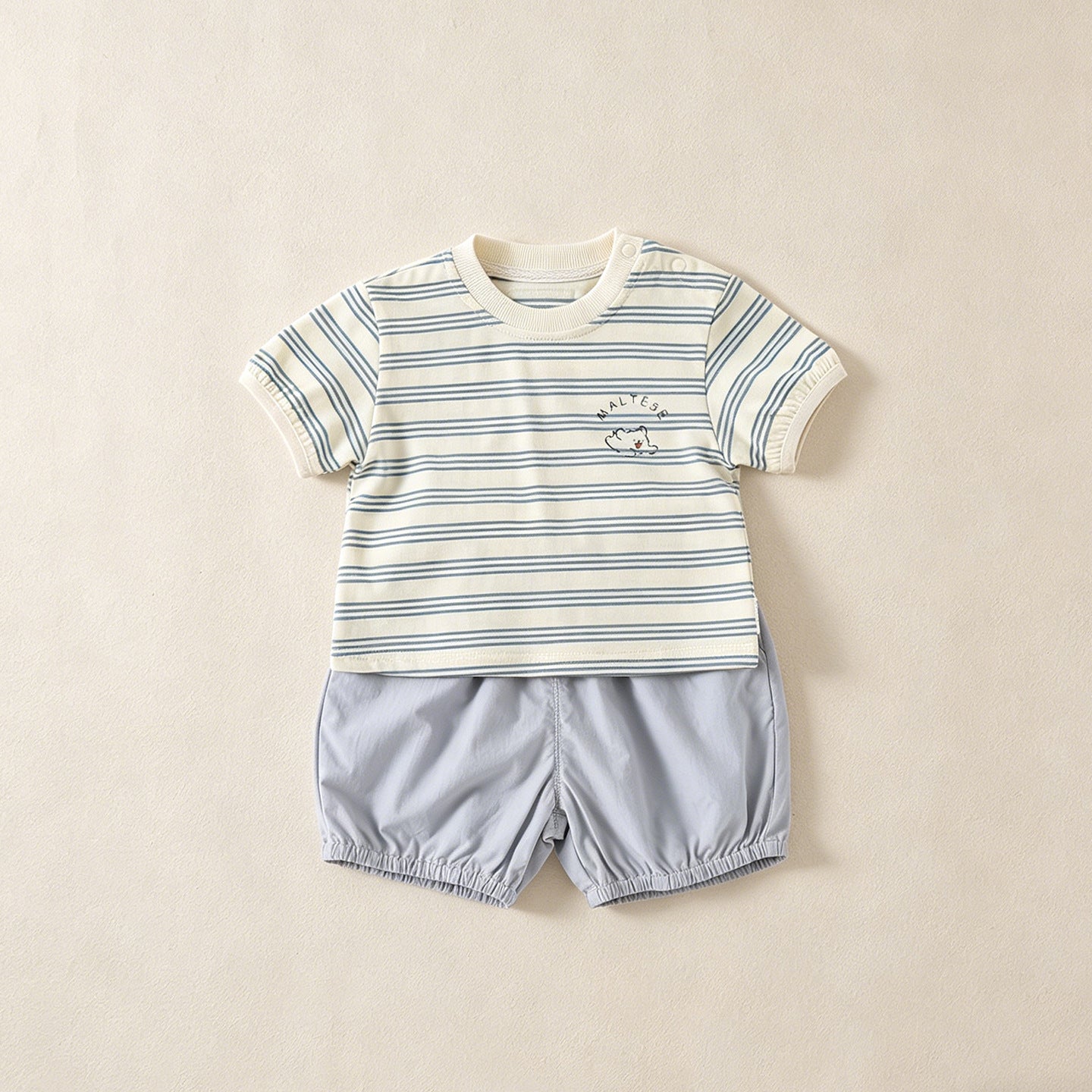 Cute Stripe Two-Piece Set for Boys, Short Sleeve Outfit