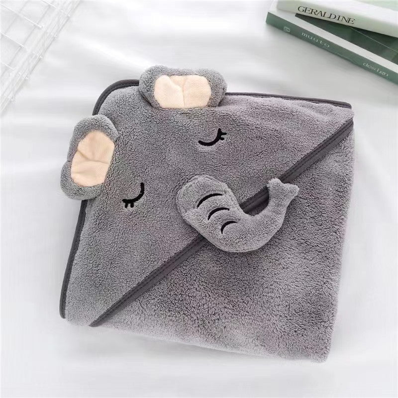 Soft Coral Fleece Hooded Towel for Babies and Kids