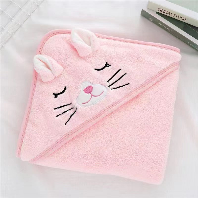 Soft Coral Fleece Hooded Towel for Babies and Kids