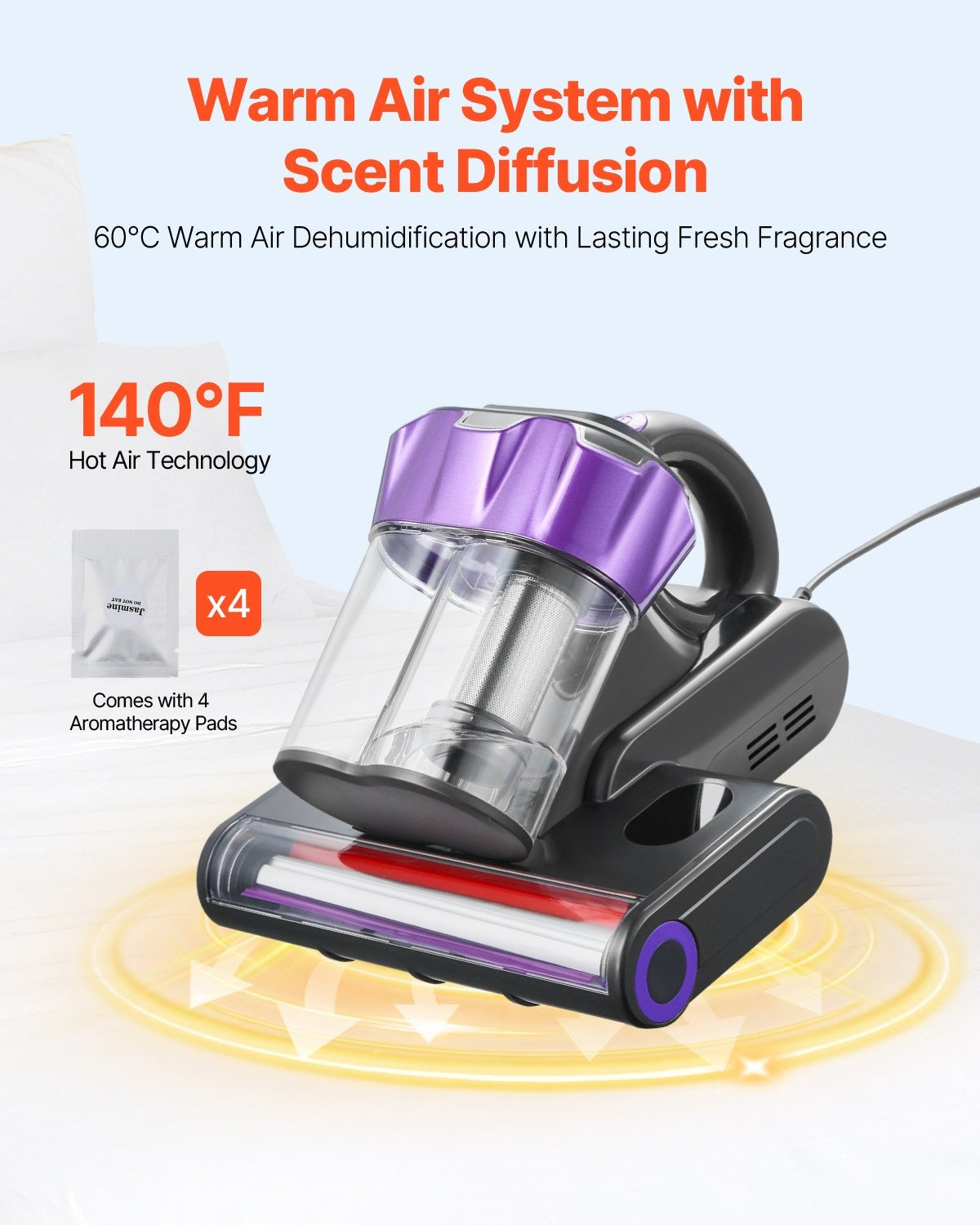 550W Mattress Vacuum Cleaner with HEPA Filter, Gray